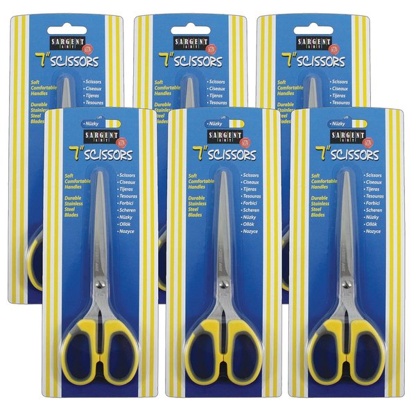 Sargent Art Adult Soft Handle Pointed Scissors, 7in, PK6 22-0911